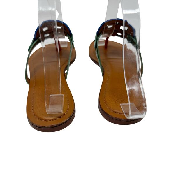 Tory Burch Colorblock Miller Sandals Size 7 Multicolor Logo Thong Flats Shoes - Picture 5 of 11